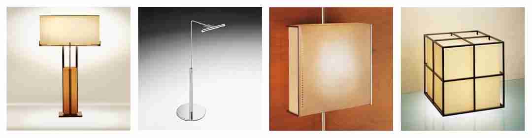 Lighting, Tresserra Collection. Small Anke lamp, Casablanca lamp, Haiku wall lamp and Zelda lamp.