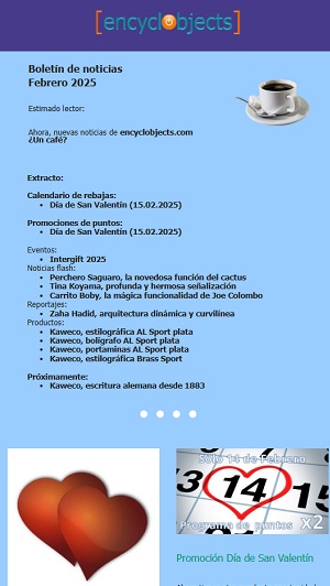boletin-de-noticias-febrero-2025-300x532px.jpg Portada del Boletín de noticias del mes de Febrero de 2025 del magazín digital encyclobjects.com con fondo azul.