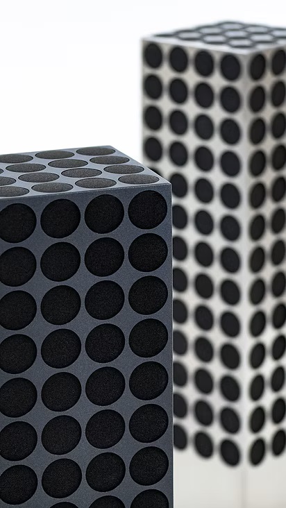 m-sinfonetta speakers. Image of the speaker system of the m-sinfonetta sound system by Poet Audio. 