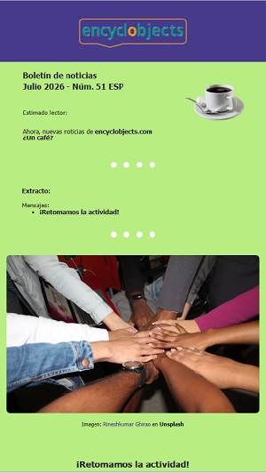 boletin-de-noticias-julio-2026-300x532px.jpg Boletín de noticias de Julio 2025 para encyclobjects.com, sobre fondo naranja unas personas con las manos apiladas para un nuevo reto.